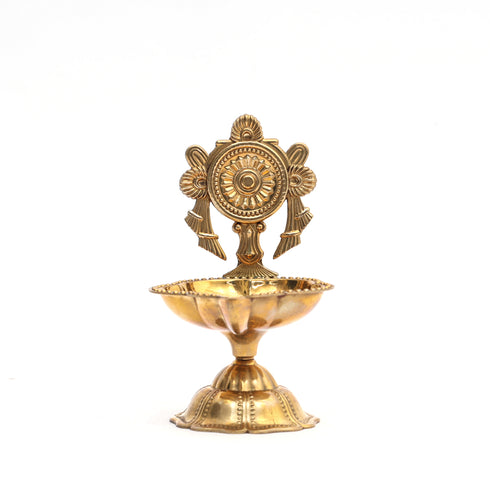 Pure Brass Shankh Chakra Diya – Pooja Essential