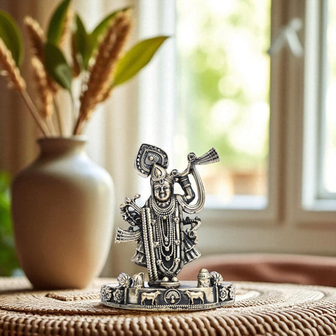 Pure Brass Shrinath ji Idol – Spiritual Home Décor (4 inch)