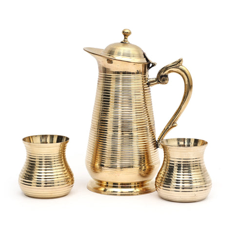 Pure Handcrafted Brass Jug with Glasses Set- 1 litre
