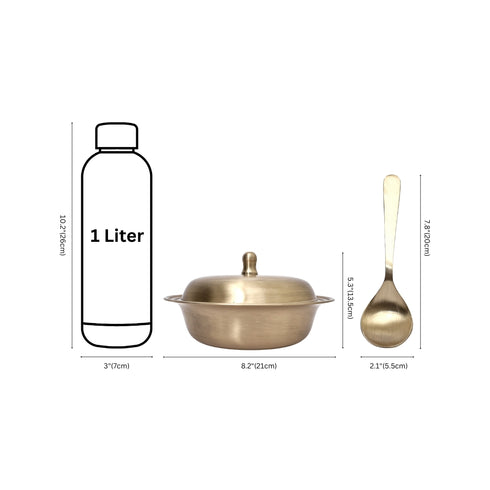 Pure Kansa Donga - Flat Serving Bowl (1 Serving bowl, 1 lid and 1 spoon)