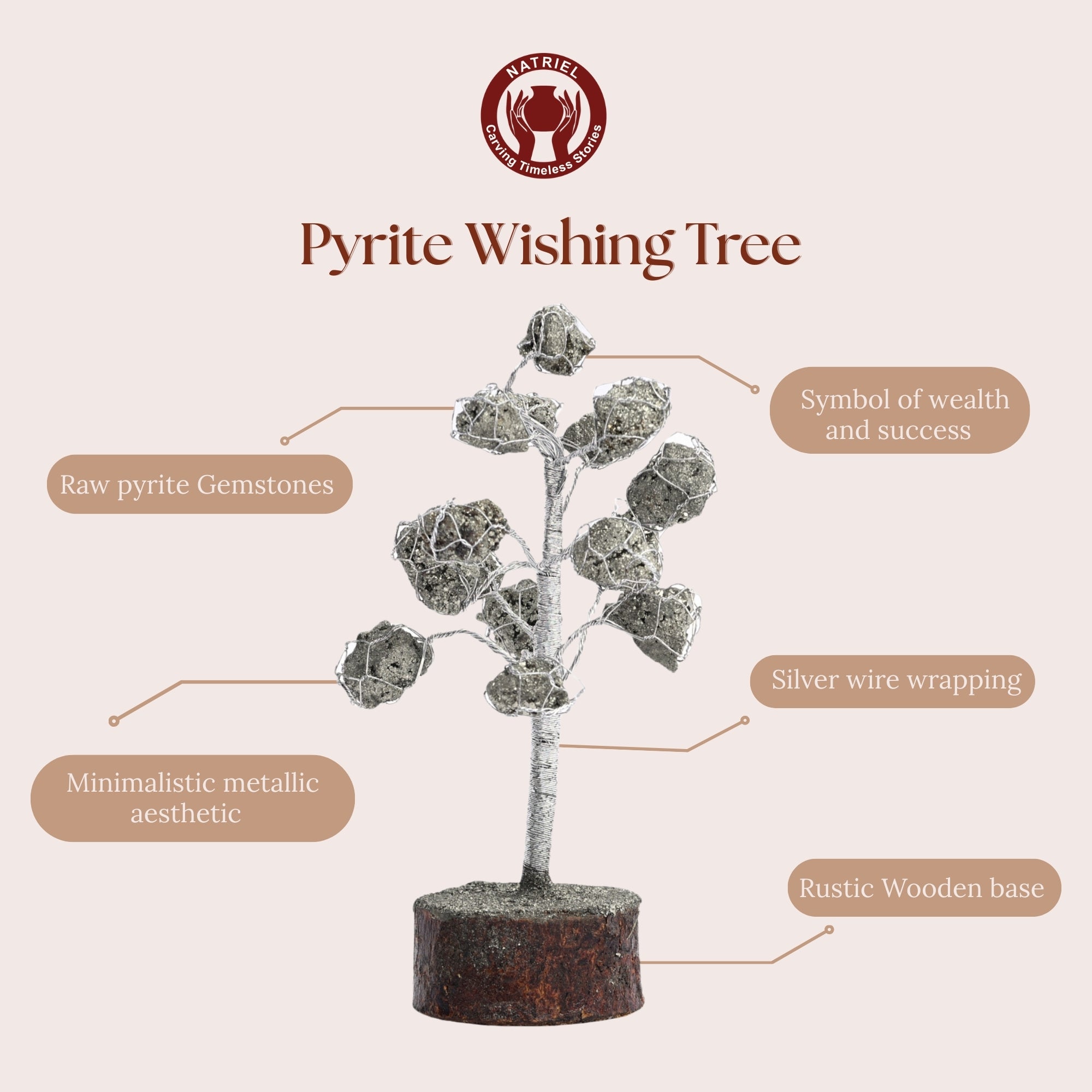 Pyrite Handcrafted Gemstone Wish Tree