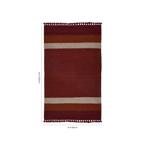 Red Handwoven Jawaja Durrie - Stripe Pattern