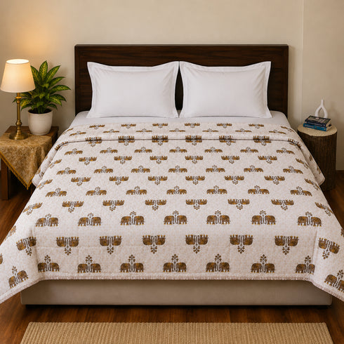 Regal Elephant Caravan Handcrafted Double Bed Comforter