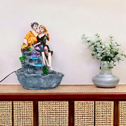 Romantic Couple Fountain for Home Décor—Orange and Green