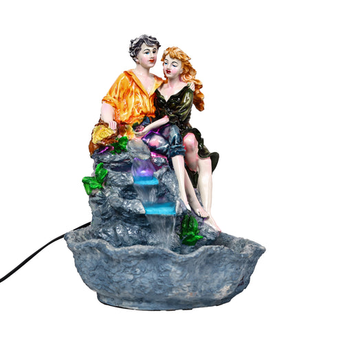 Romantic Couple Fountain for Home Décor—Orange and Green