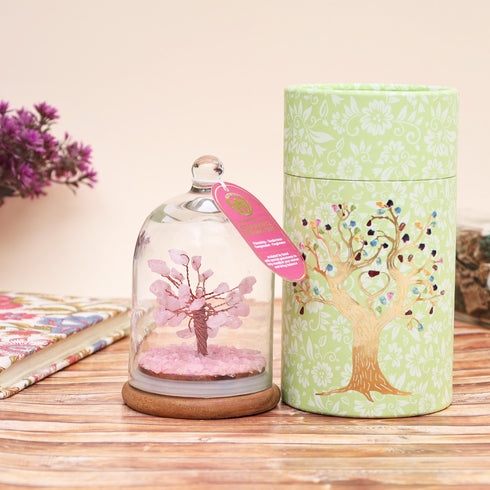 Rose Quartz Glass dome wish tree