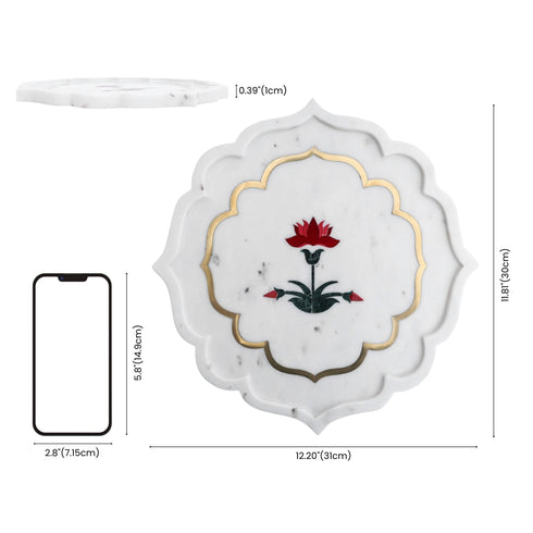 Royal Bloom Lotus Marble Inlay Decorative Plate