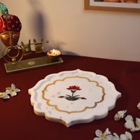 Royal Bloom Lotus Marble Inlay Decorative Plate