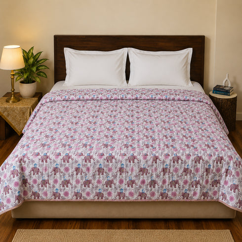 Royal Elephant Bloom Double Bed Comforter