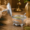 Royal Peacock Peach Enamel Sugar Pot with Spoon