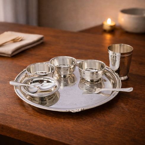 Royal Vintage Silver-Plated Brass Dinner Set