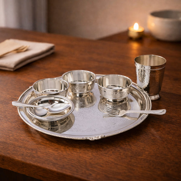 Royal Vintage Silver-Plated Brass Dinner Set