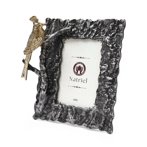 Rustic Bird Perch Metallic Photo Frame - Home Decor Item