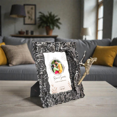 Rustic Bird Perch Metallic Photo Frame - Home Decor Item