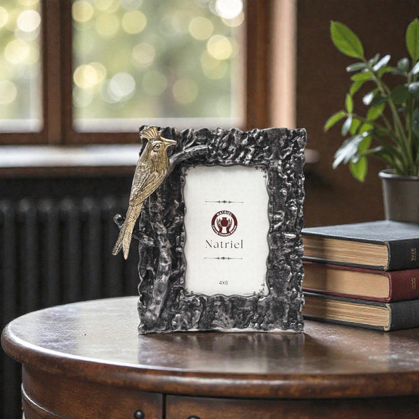 Rustic Bird Perch Metallic Photo Frame - Home Decor Item