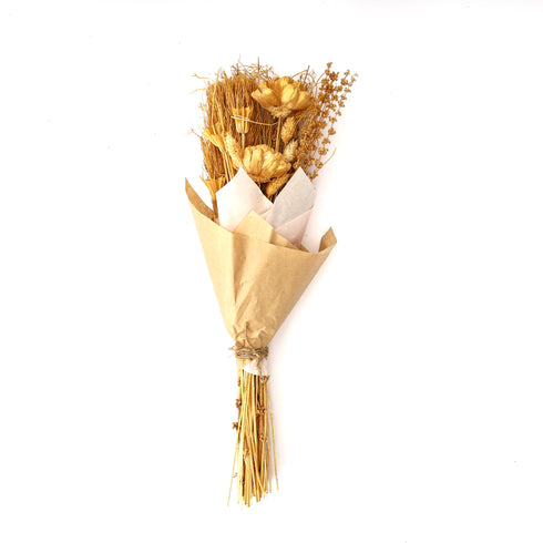 Rustic Dried Flower Bouquet in Kraft Paper Wrap – Handmade Golden Wheat & Bloom Arrangement for Home Decor & Gifting
