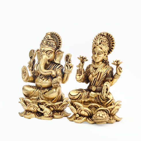 Sacred Brass Lakshmi Ganesha Idols – Spiritual Decor Item
