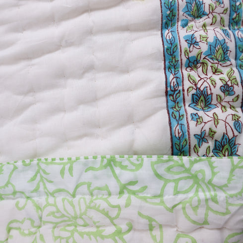 Sapphire Bloom Muslin Cotton Handmade Razai – Hand Block Print