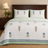 Serene Garden Green Quilted Mulmul Cotton Bed Cover and Pillow Cover