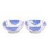 Set of 2 Blue Pottery Square Bowls—White