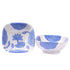 Set of 2 Blue Pottery Square Bowls—White