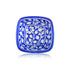 Set of 2 Floral Pattern Blue Pottery Bowls—Blue—6”