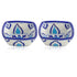 Set of 2 Floral Pattern Blue Pottery Bowls—Blue and White—4”