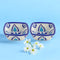 Set of 2 Floral Pattern Blue Pottery Bowls—Blue and White—4”
