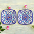 Set of 2 Floral Pattern Blue Pottery Bowls—Blue and White—6”
