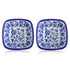 Set of 2 Floral Pattern Blue Pottery Bowls—White and Blue