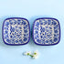 Set of 2 Floral Pattern Blue Pottery Bowls—White and Blue