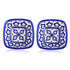 Set of 2 Floral and Geometric Pattern—Blue—6”