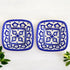 Set of 2 Floral and Geometric Pattern—Blue—6”