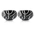 Set of 2 Geometric Pattern Blue Pottery Bowls—Black and White