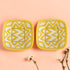 Set of 2 Geometric Pattern Blue Pottery Bowls—Yellow—6”