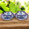 Set of 2 Jaipur Blue Pottery Bowls – Handcrafted Round & Square Floral Design Bowls for Serving & Décor