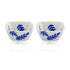 Set of 2 Leafy Pattern Blue Pottery Bowls—White