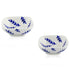 Set of 2 Leafy Pattern Blue Pottery Bowls—White—6”