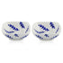 Set of 2 Leafy Pattern Blue Pottery Bowls—White—6”