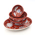Set of 3 Handcrafted Jaipur Blue Pottery Bowls – Terracotta Red Floral Oval & Round Serving Bowls