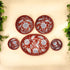 Set of 3 Handcrafted Jaipur Blue Pottery Bowls – Terracotta Red Floral Oval & Round Serving Bowls