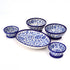 Set of 3 Jaipur Blue Pottery – Floral Oval Platter & Matching Bowls | Handcrafted Tableware for Home Décor & Serving