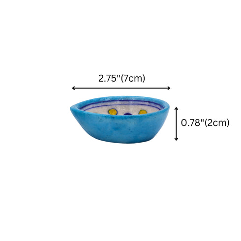 Set of 4 Blue Pottery Sky Blue and white color diyas