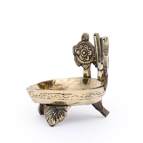 Shankh Chakra Namah Brass Diya – Spiritual Décor Item