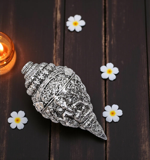 Silver-Coated Ganesha Shankh Showpiece