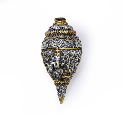 Silver-Gold plated Ganesh Shankh (Conch) showpiece