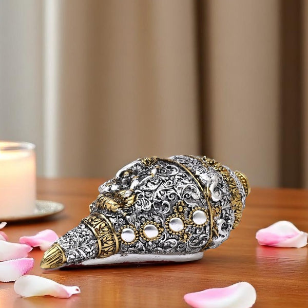 Silver-Gold plated Ganesh Shankh (Conch) showpiece