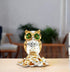 Silver- and Gold-plated Prosperity Owl idol standing on coin base