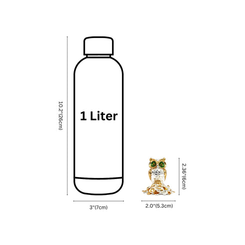 Silver- and Gold-plated Prosperity Owl idol standing on coin base