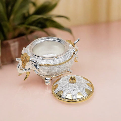 Silver- plated Elephant head multi-purpose decorative Jar